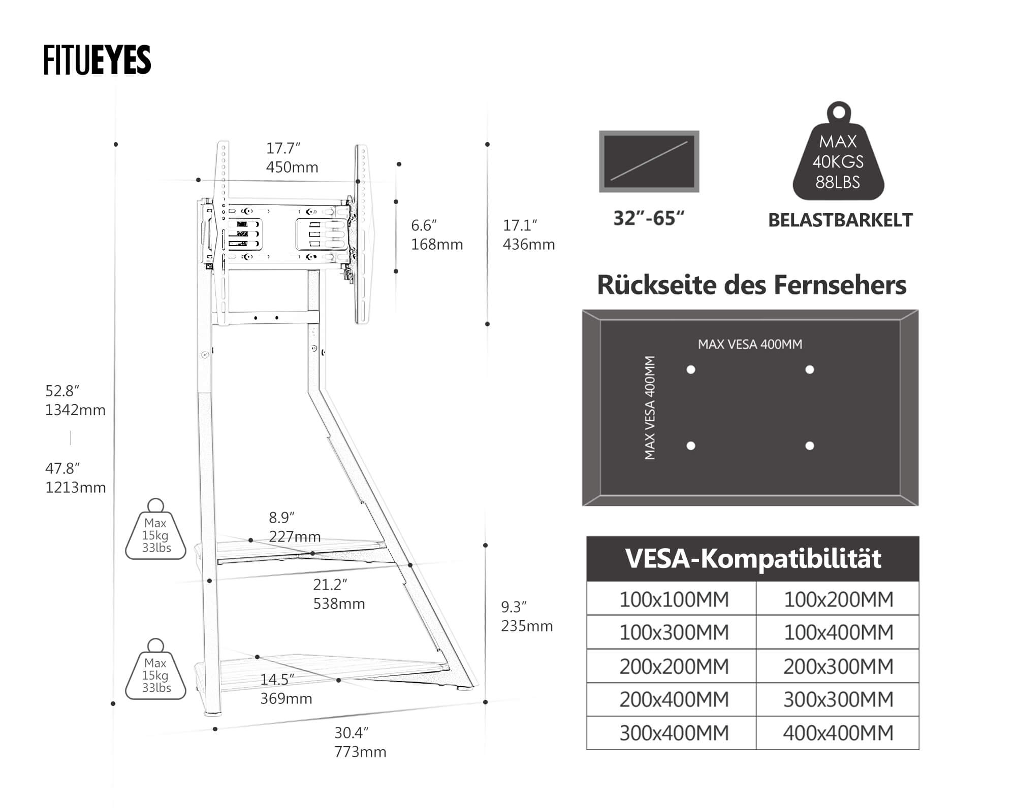 Eiffel TV Ständer mit Rollen