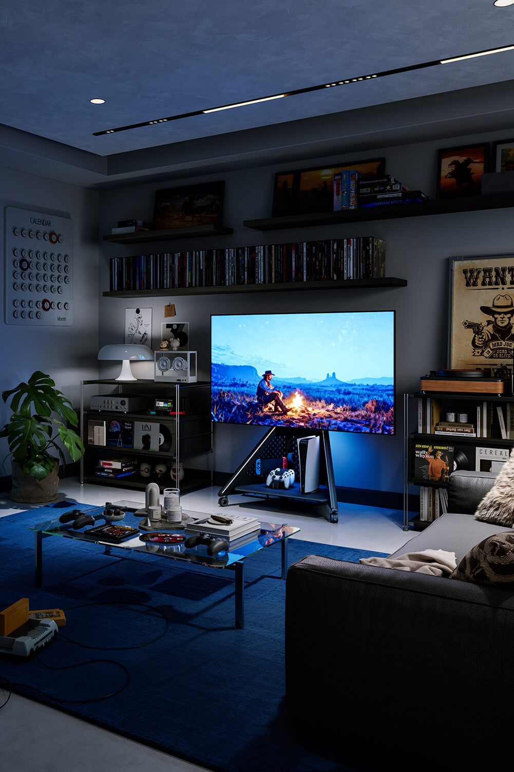 Schwarz Gaming TV Ständer im Wohnzimmer FITUEYES