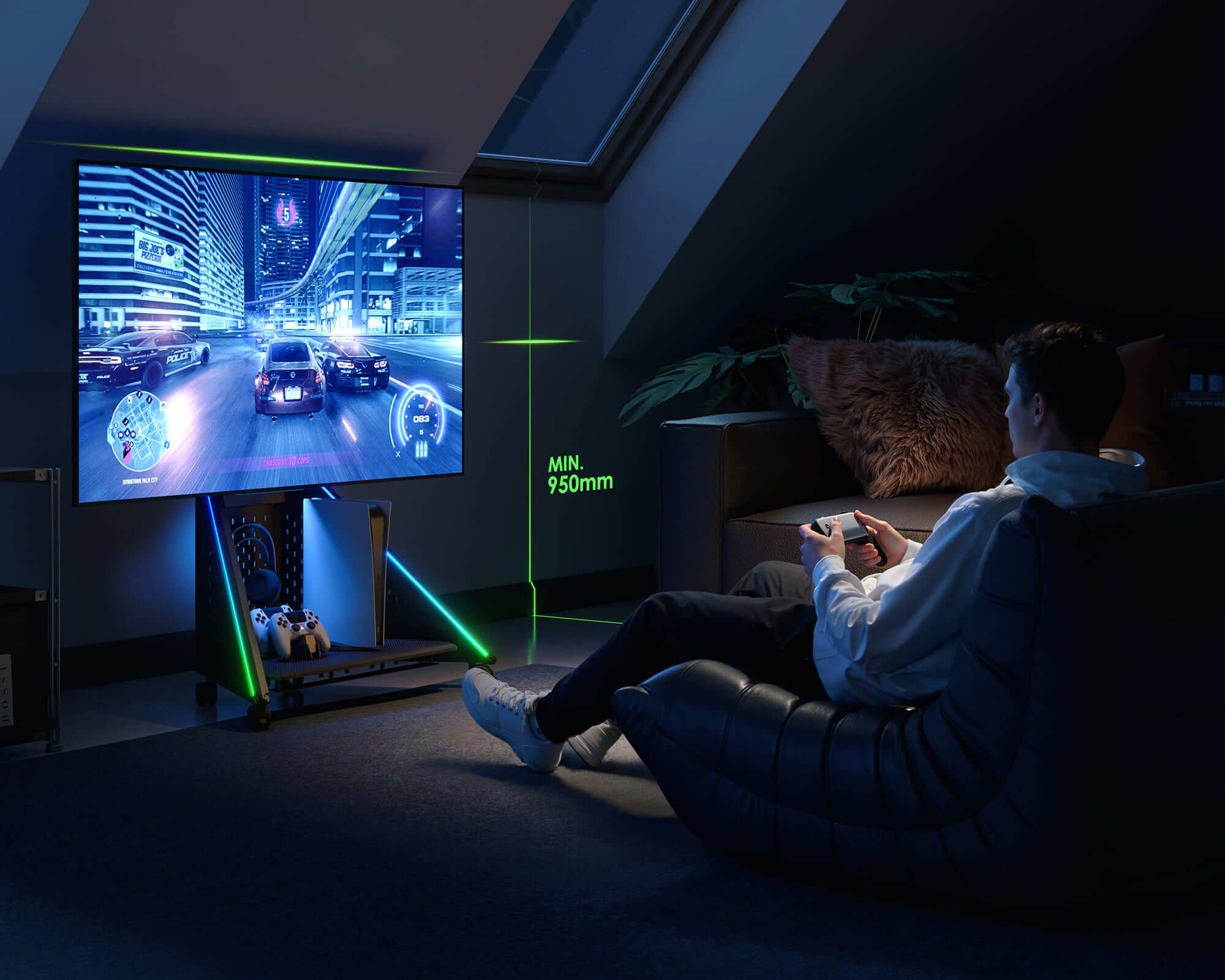 Fernsehständer mit Höhenverstellung für ergonomisches Gaming