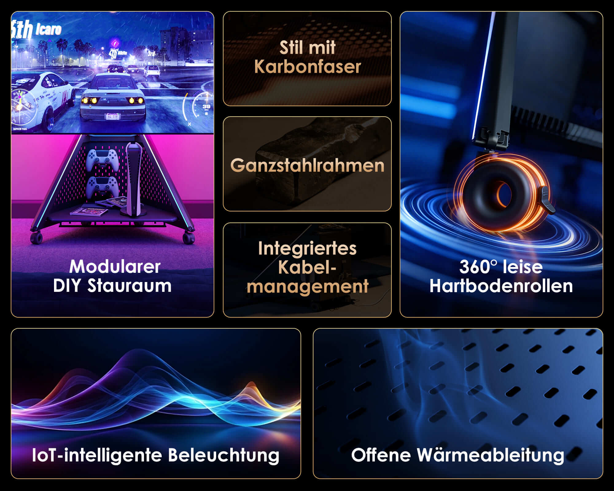 TV Ständer mit Rollen, Höhenverstellung und Kabelmanagement, geeignet für TV 32–65 Zoll