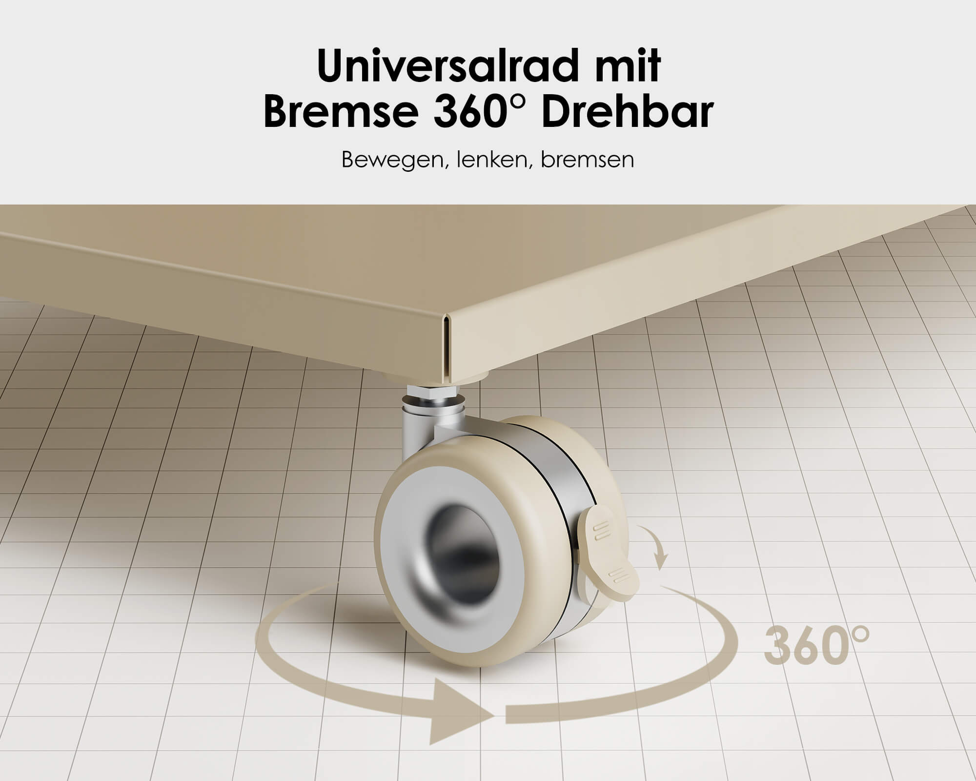 Hartbodenrollen met rem (4 stuks)