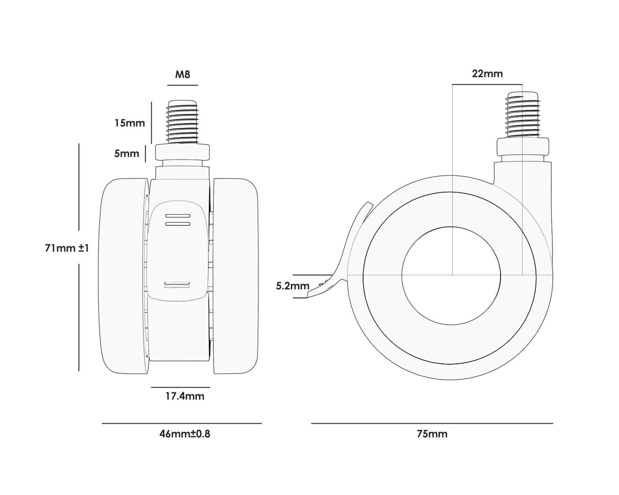 Hartbodenrollen met rem (4 stuks)