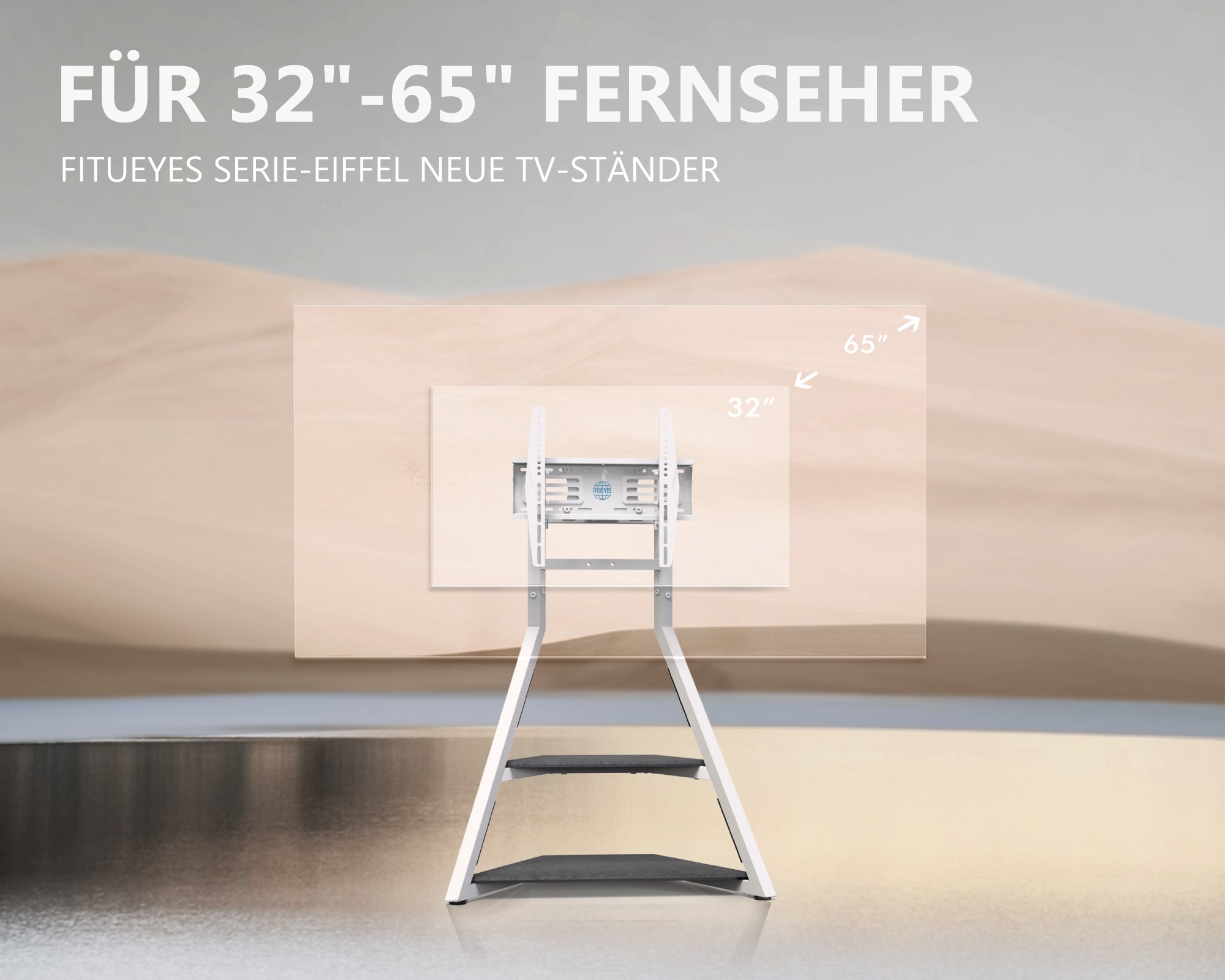 Weißer TV-Ständer für 32-65-Zoll-Fernseher