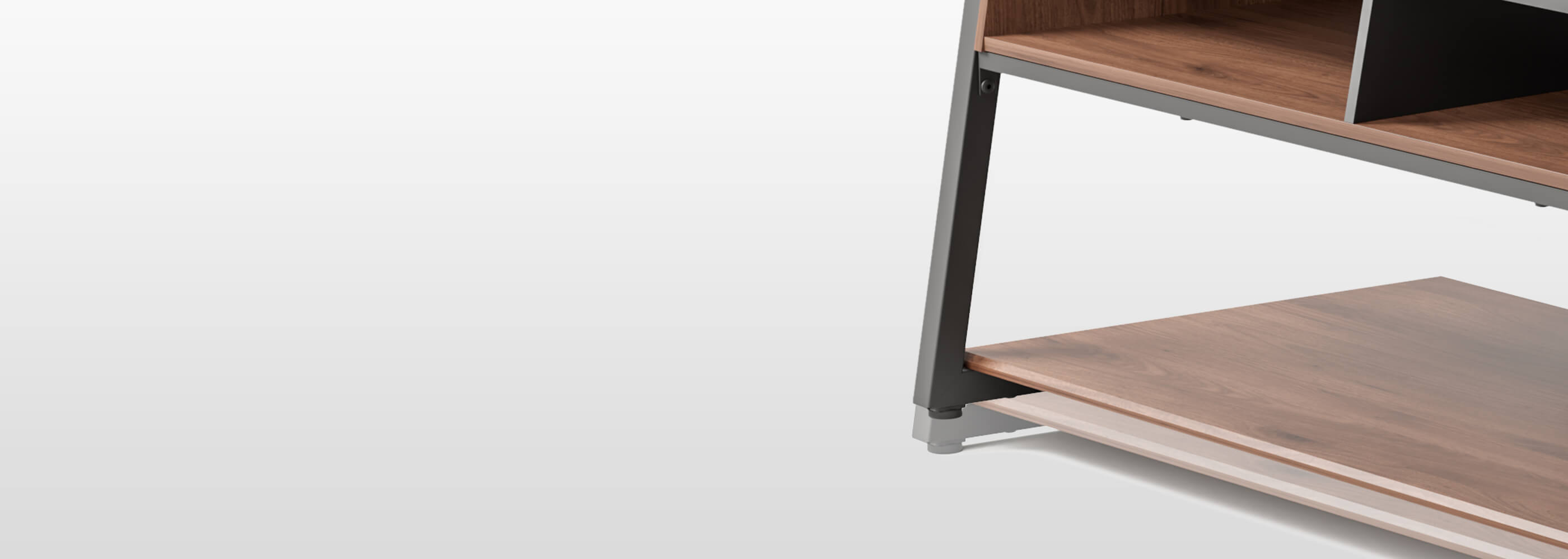 Plattenspielertisch aus Nussbaumholz mit verstellbaren Füßen