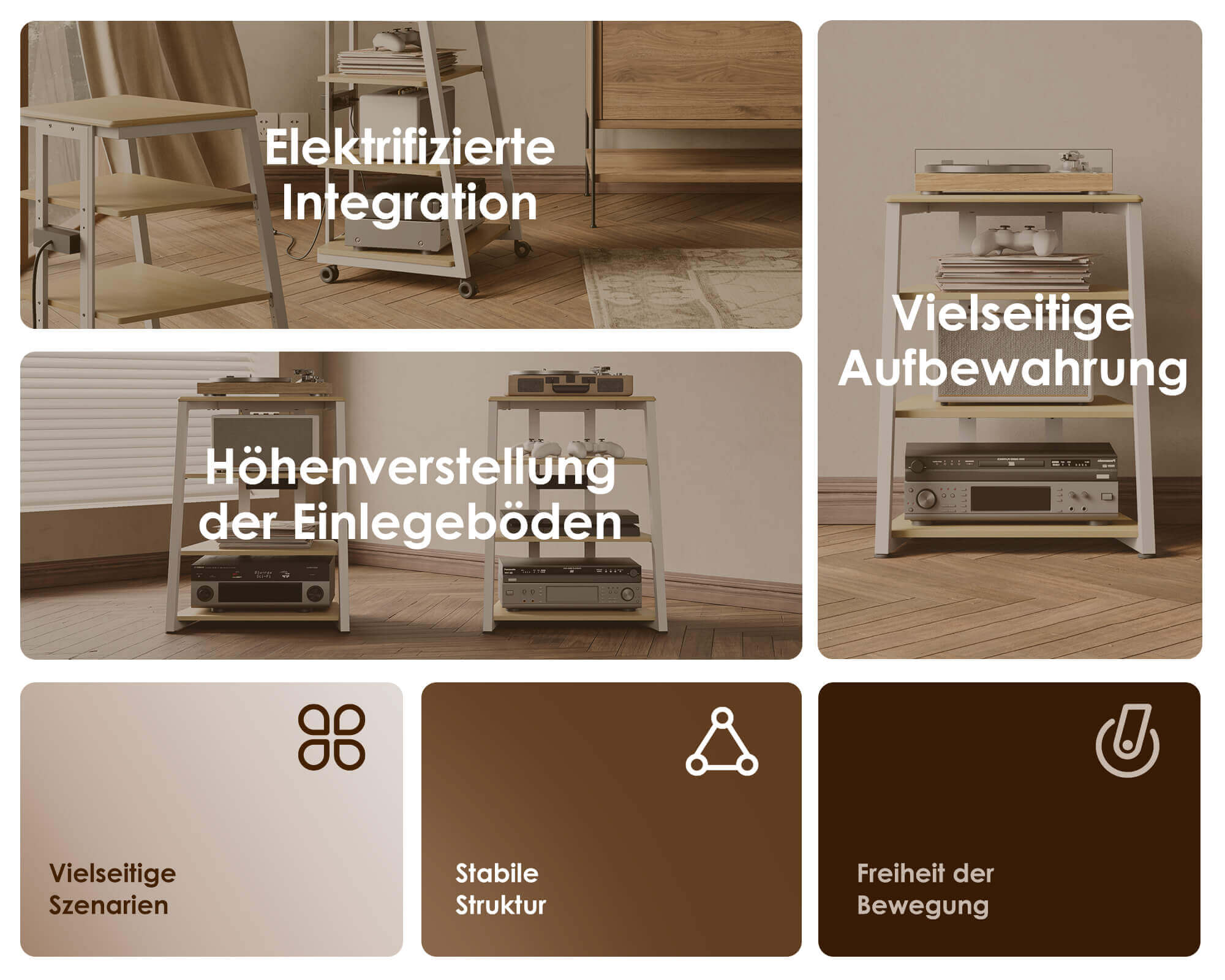 Eiffel V2 AS06 LED HIFI rek met stopcontact