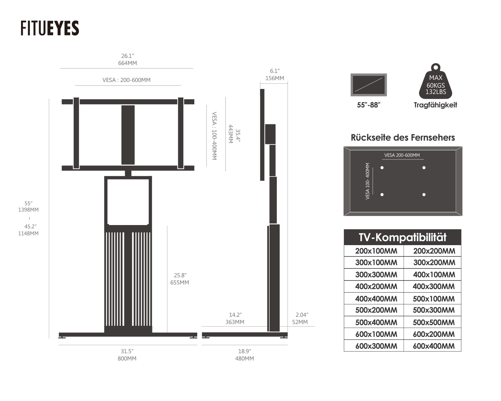 Zen FT88 Floor TV Stand