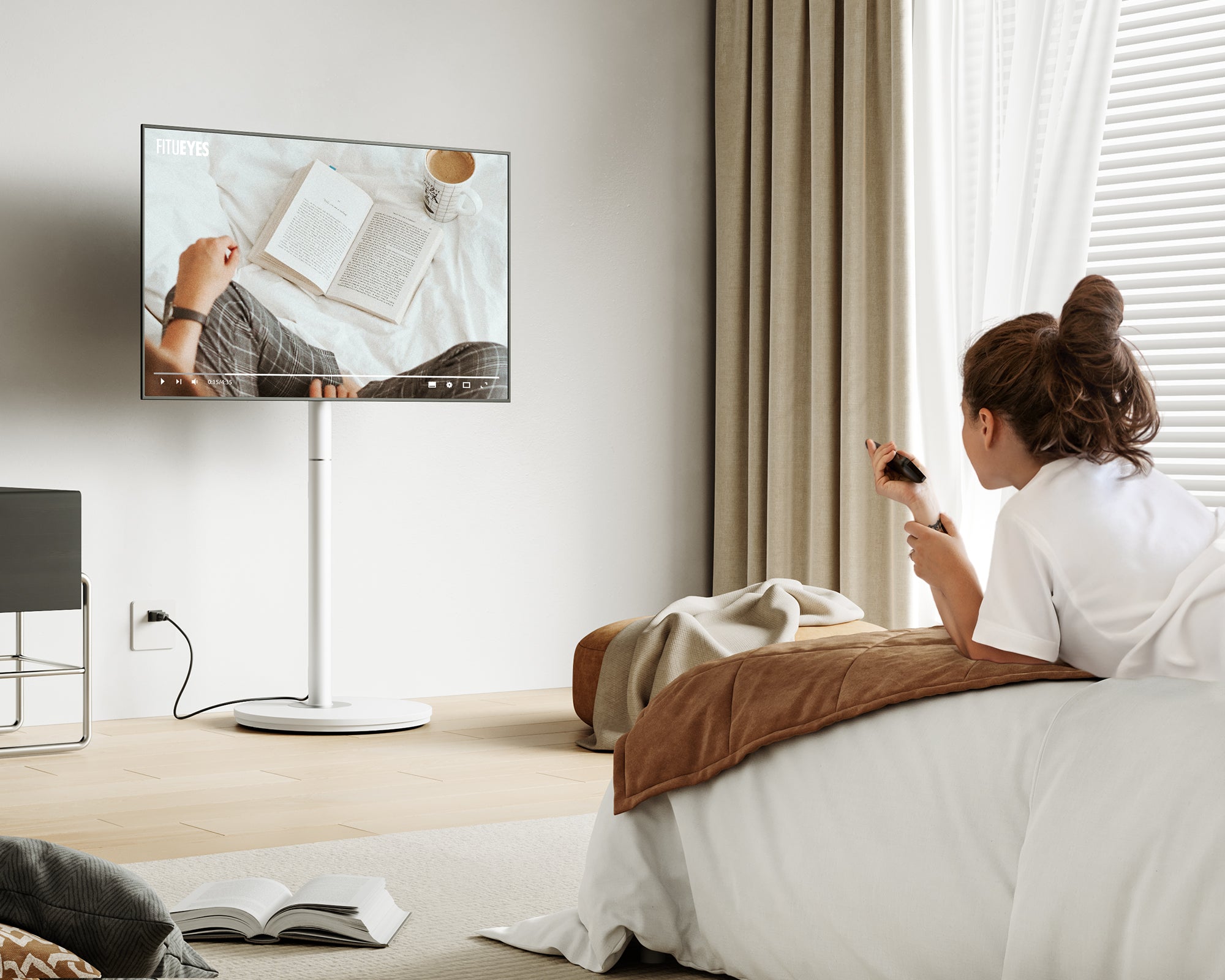 Höhenverstellbarer tv standfuß im Schlafzimmer