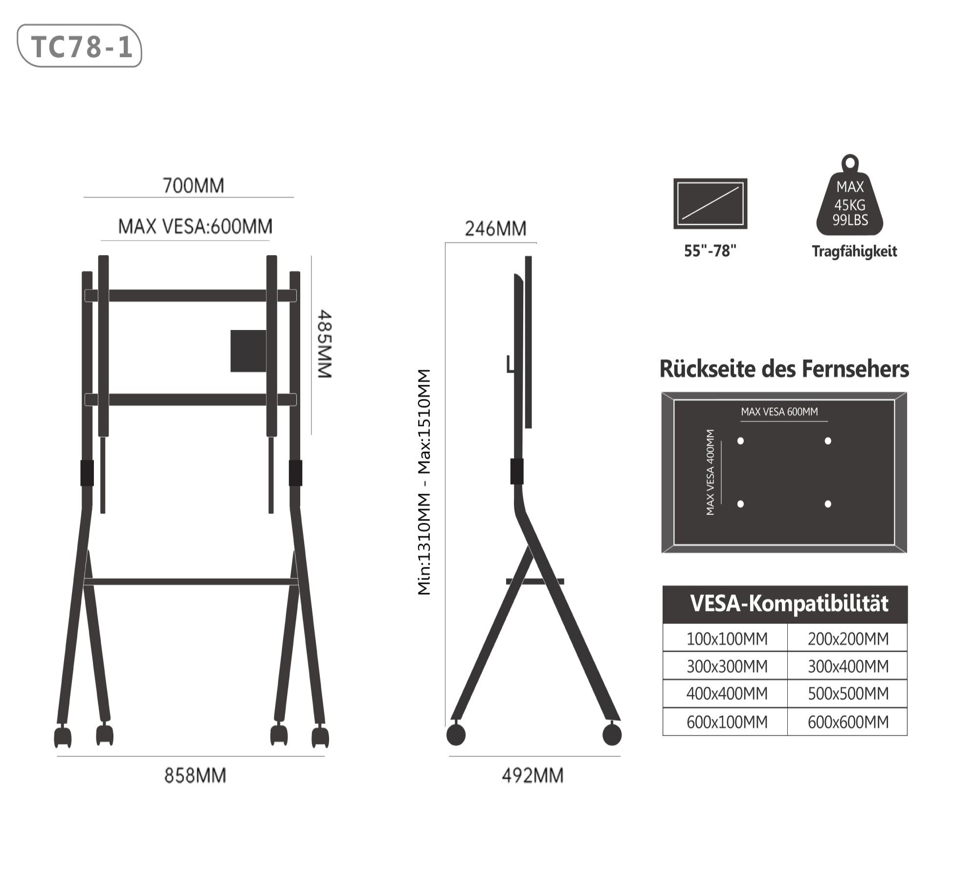 Collector TC78 Soporte para TV con Ruedas