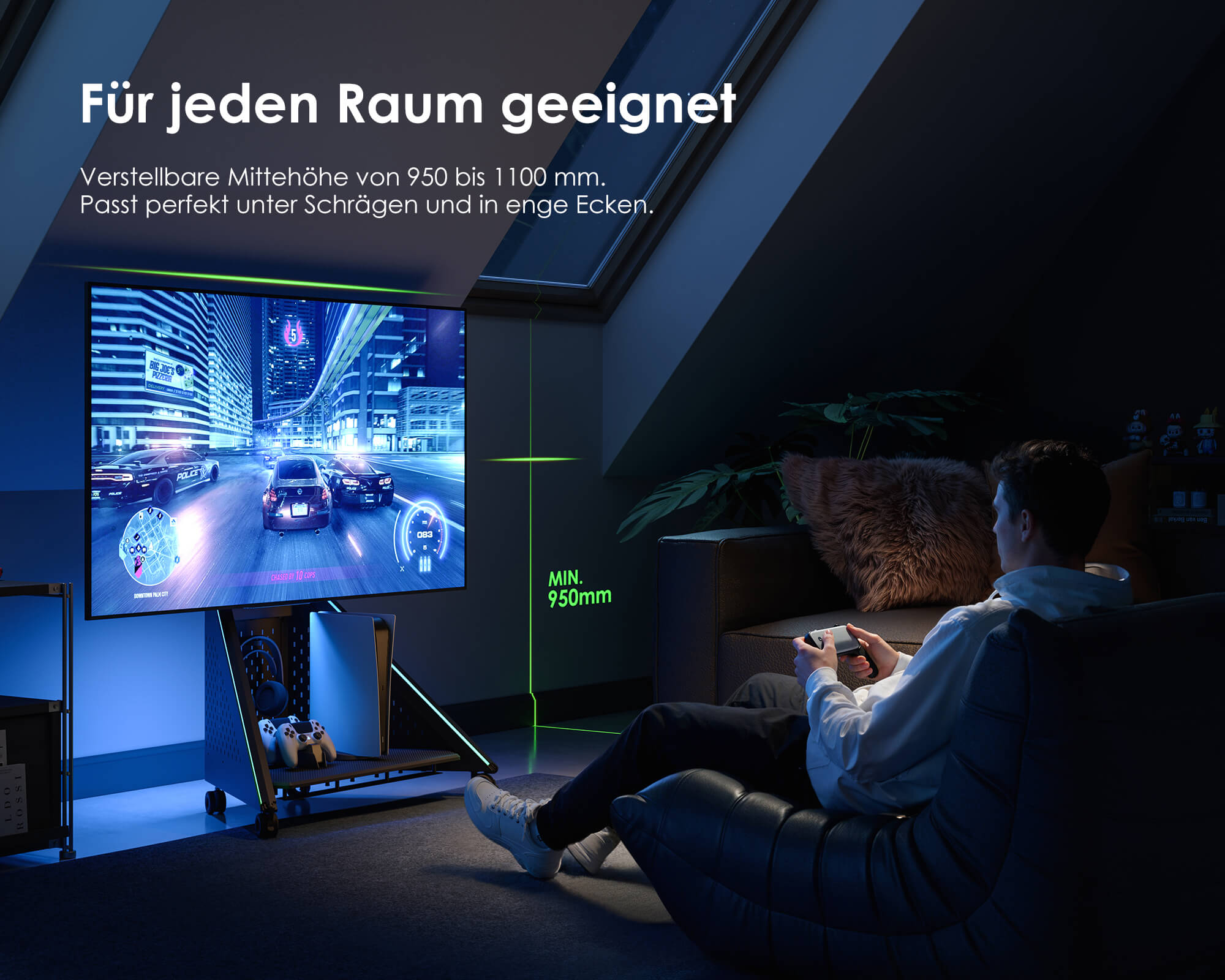 Eiffel Gaming FT65 TV Stand with Wheels