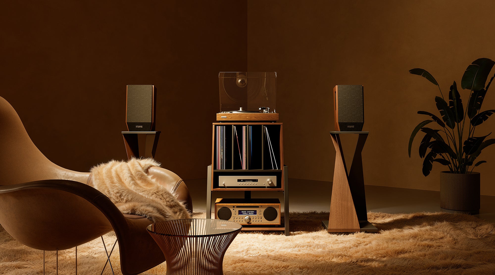 Audio Ständer aus Eisen und Holz FITUEYES Eiffel