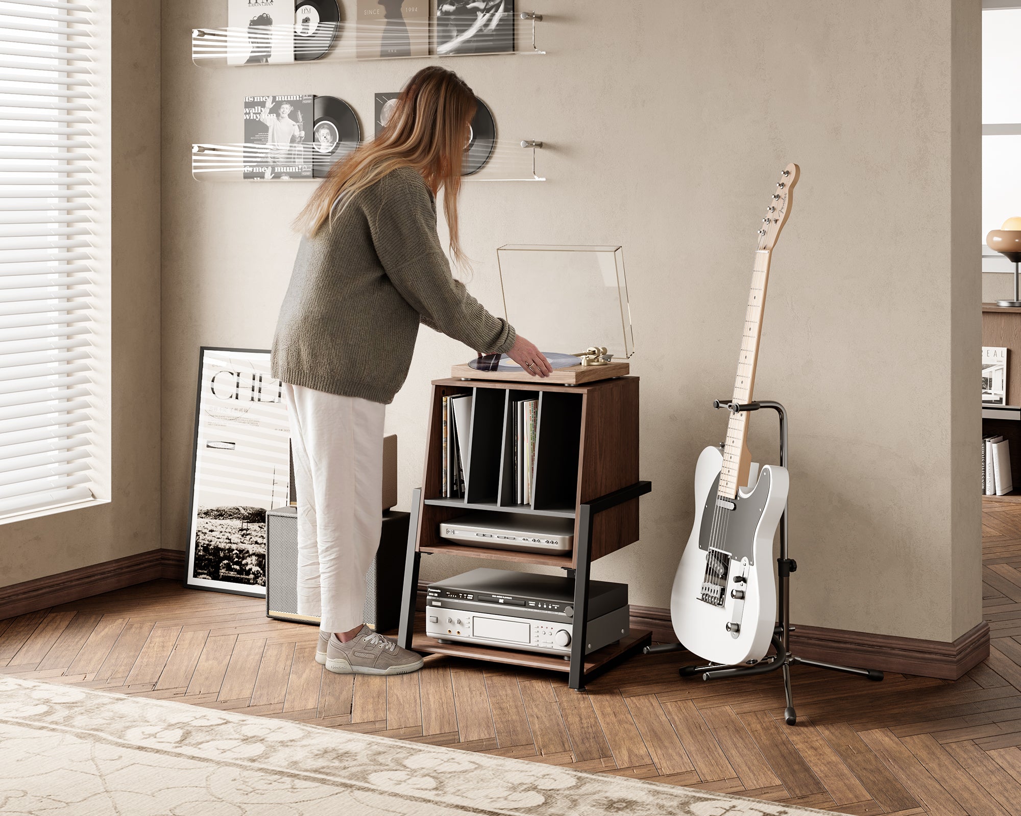 Walnuss Plattenspieler Tisch für Wohnzimmer, Musikzimmer