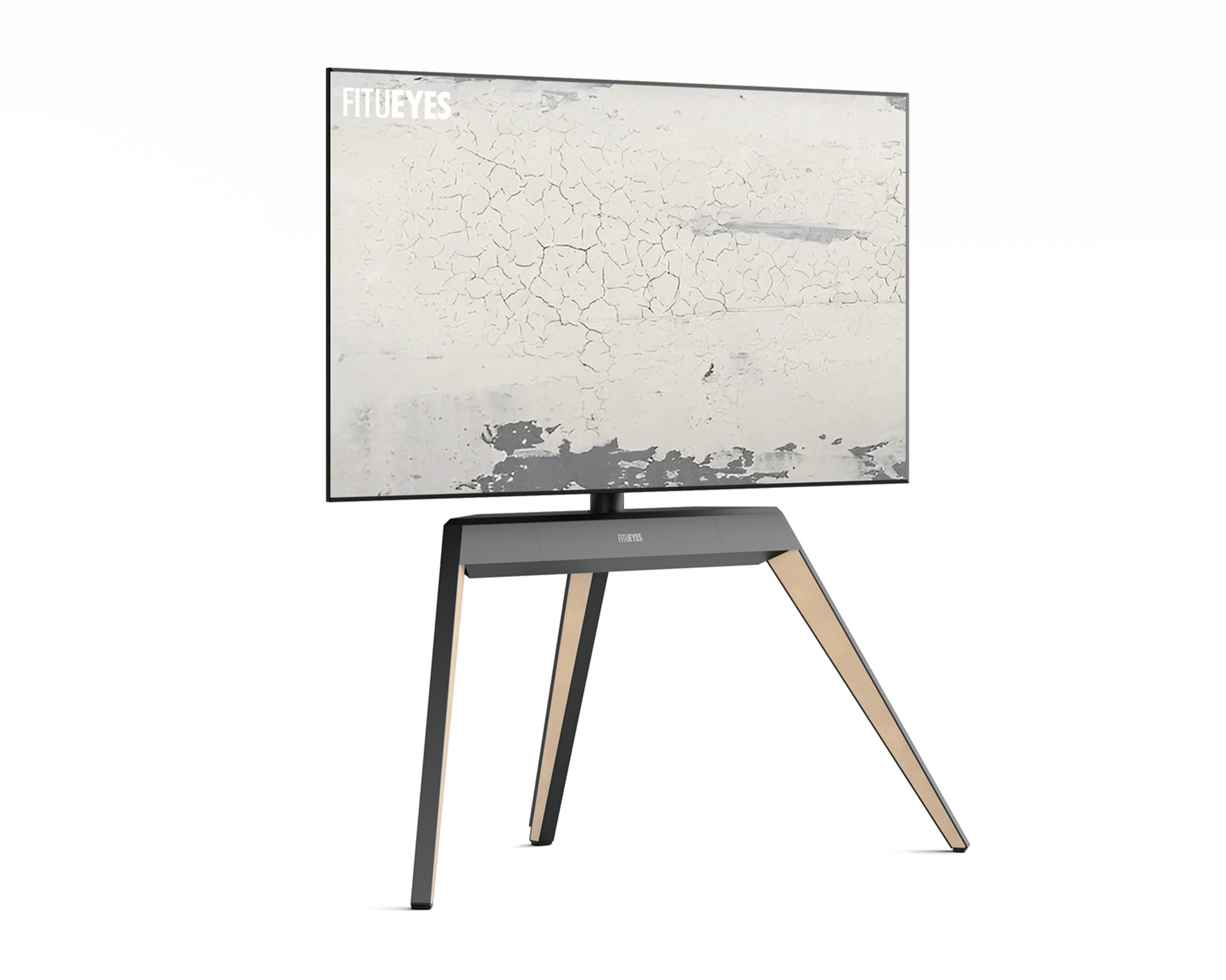 TV-Ständer in Staffelei-Form aus Massivholz mit dreibeinigem Design
