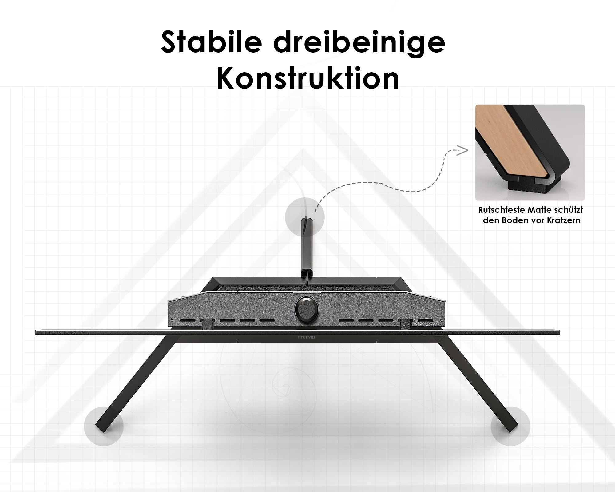 TV-Ständer von FITUEYES im Staffelei-Stil mit stabilen Holzfüßen