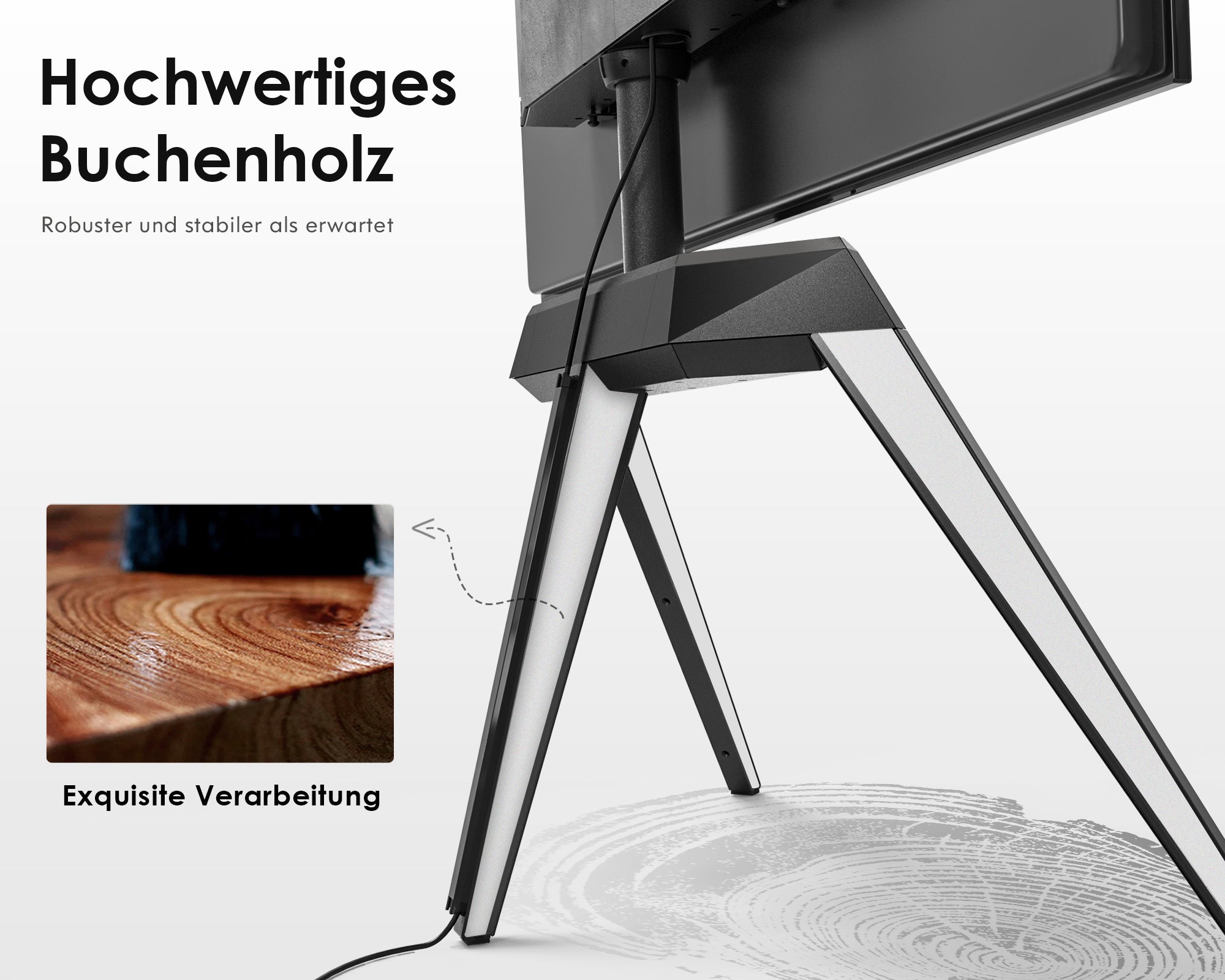 Fernsehständer mit naturbelassener Buchemaserung