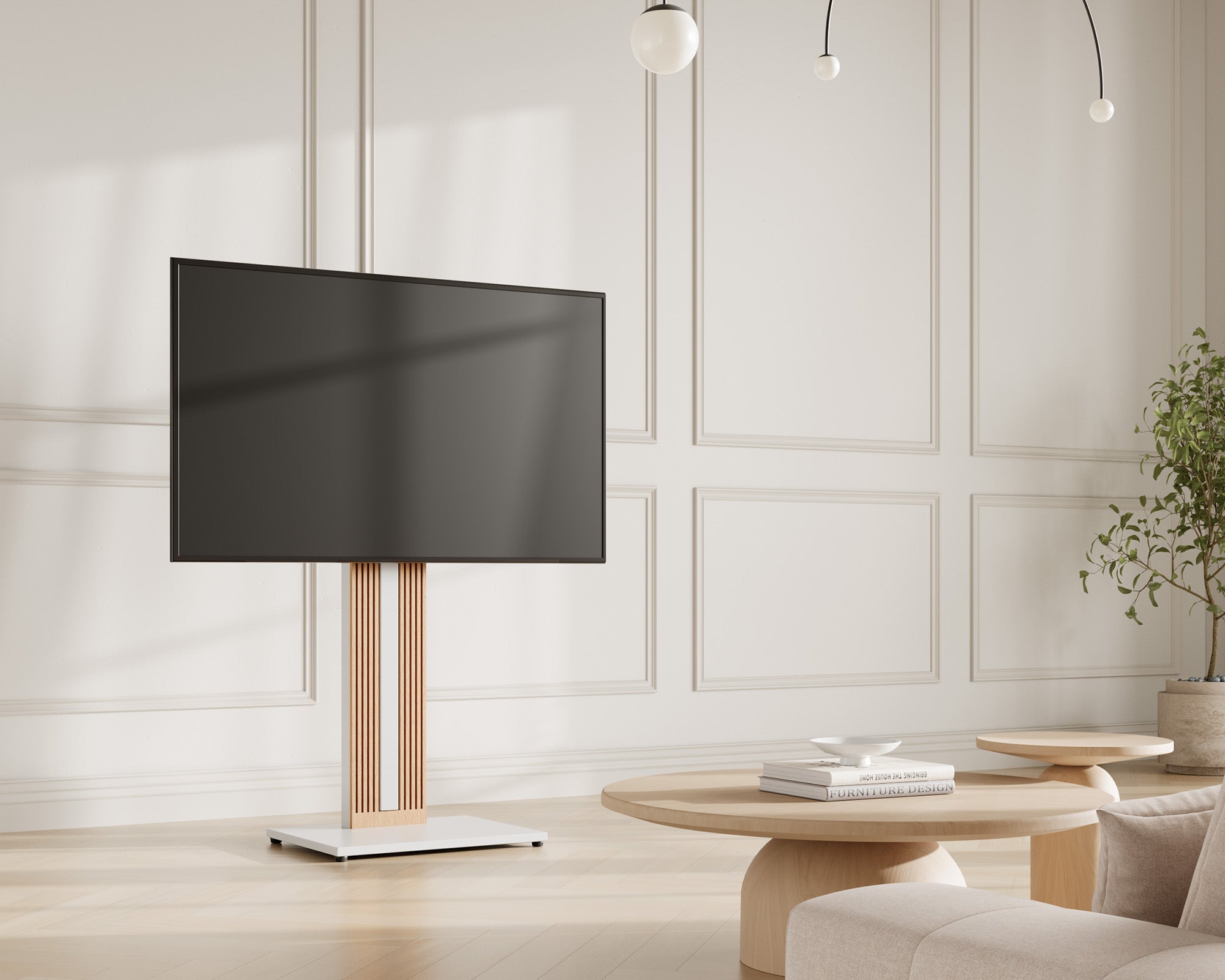 Weißer Fernsehständer im Wohnzimmer