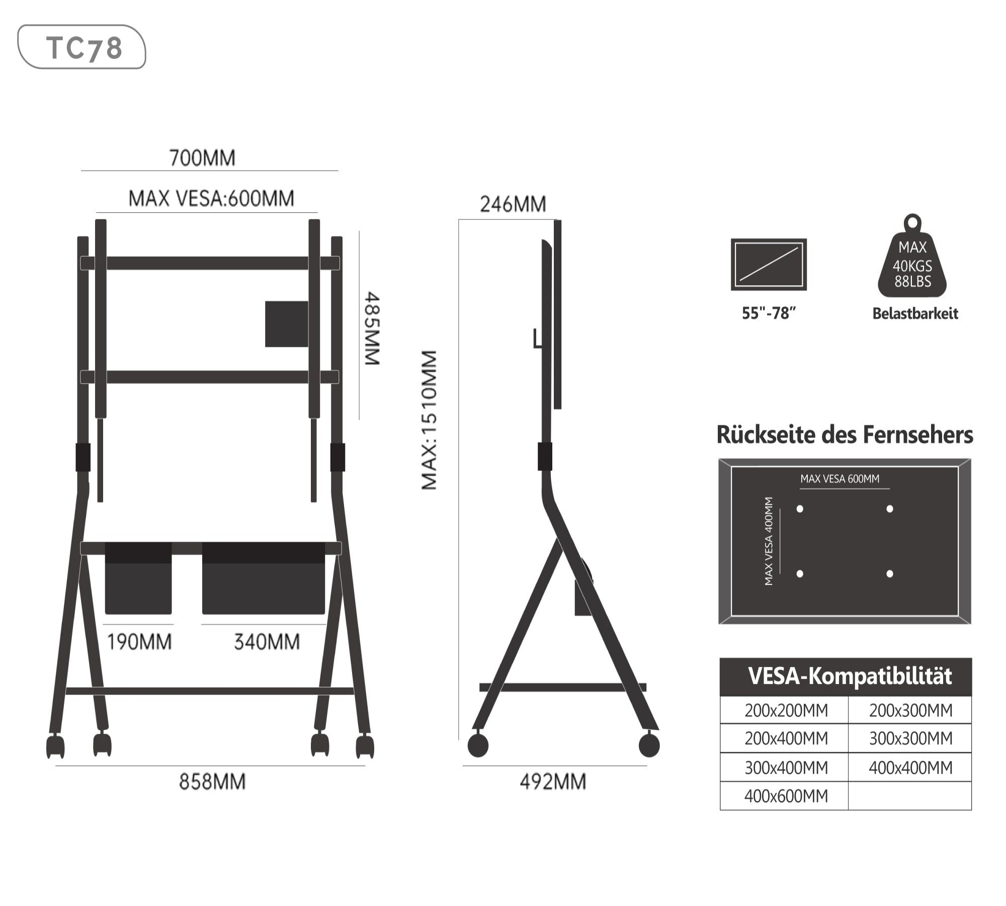 Collector TC78 Soporte para TV con Ruedas